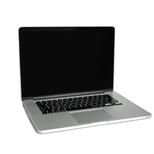 3d render, silver, laptop, black transparent PNG cut-out