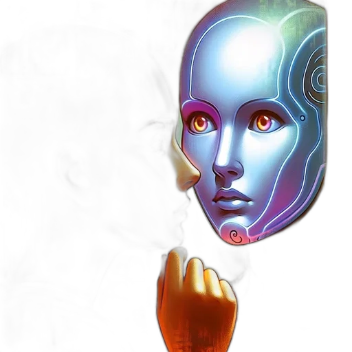 robot, mask, face, concept art transparent PNG cut-out