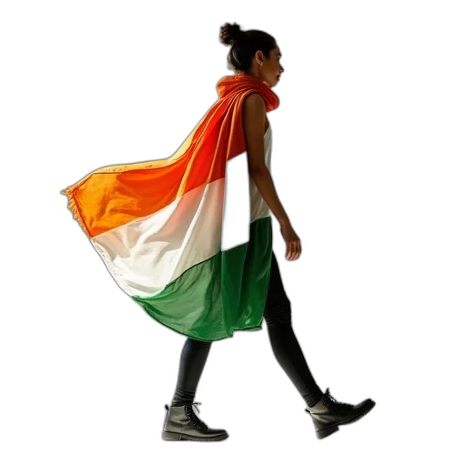 woman, indian, flag, scarf transparent PNG cut-out