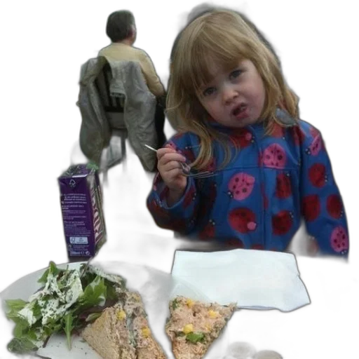 food, young, girl, blue transparent PNG cut-out