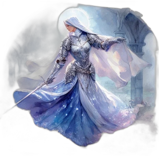 dress, sword, dragon, fantasy art transparent PNG cut-out