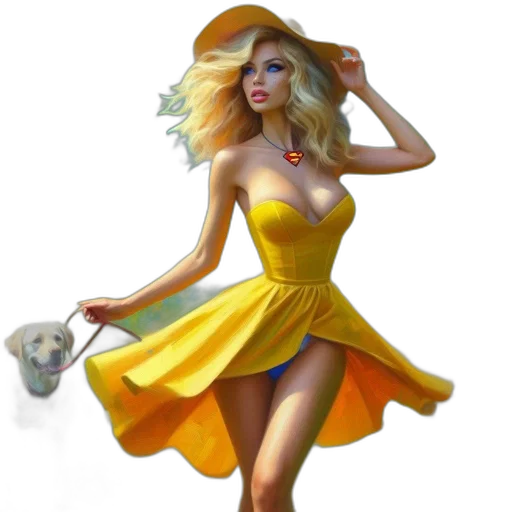dress, hat, fantasy art, photorealistic transparent PNG cut-out