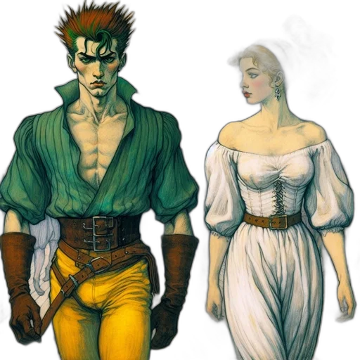 comic book art, concept art, fantasy art, watercolor transparent PNG cut-out