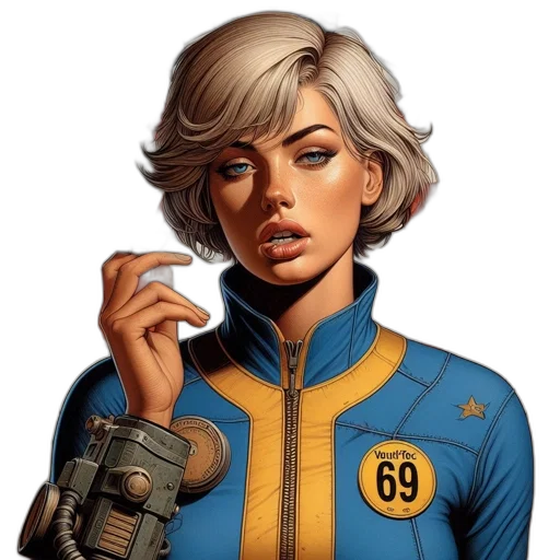 jacket, face, staff, comic book art transparent PNG cut-out