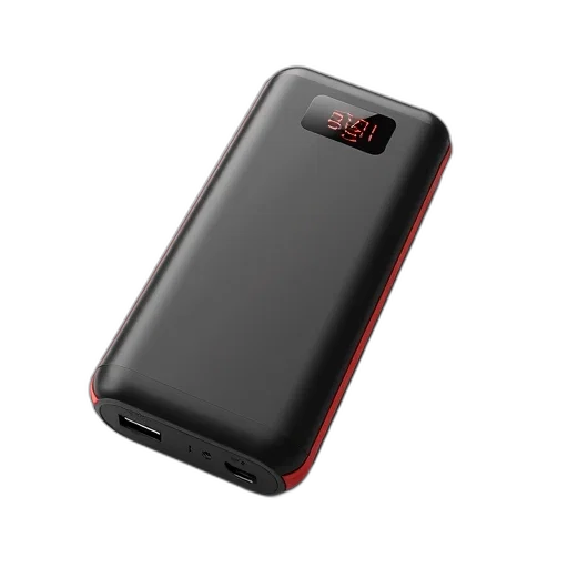 black, red, portable, power transparent PNG cut-out