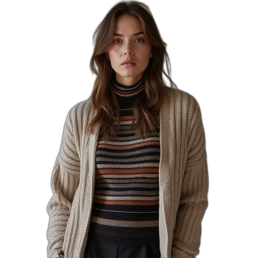 jacket, staff, earth tones, dark transparent PNG cut-out