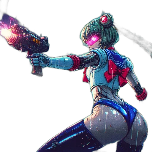 robot, weapon, staff, jacket transparent PNG cut-out