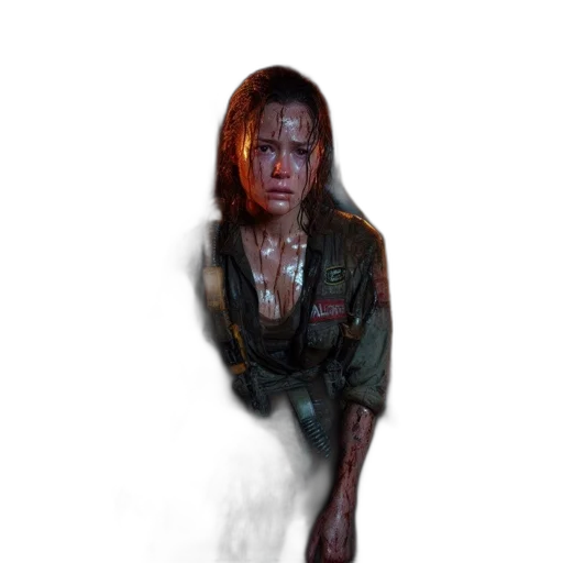 face, jacket, creature, photorealistic transparent PNG cut-out