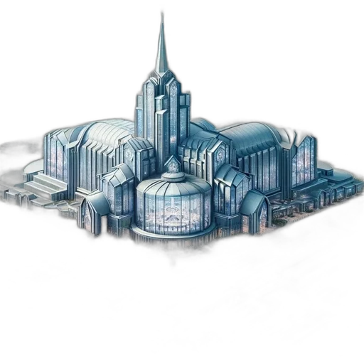 building, concept art, 3d render, pixel art transparent PNG cut-out