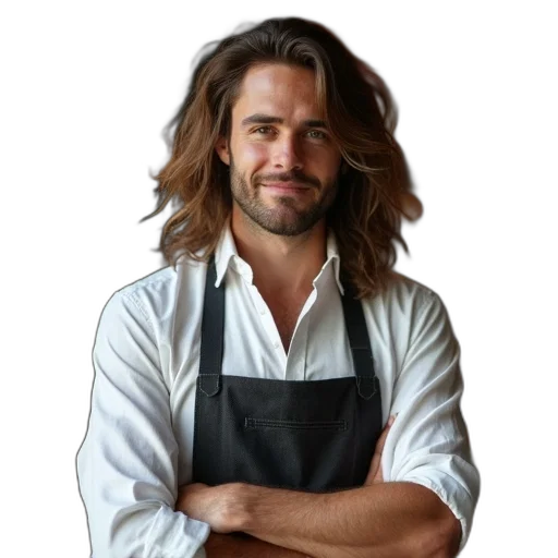 staff, hair, food, jacket transparent PNG cut-out