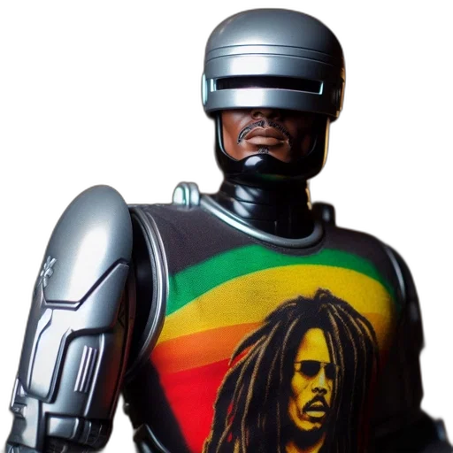robot, concept art, metallic-skinned, donning transparent PNG cut-out