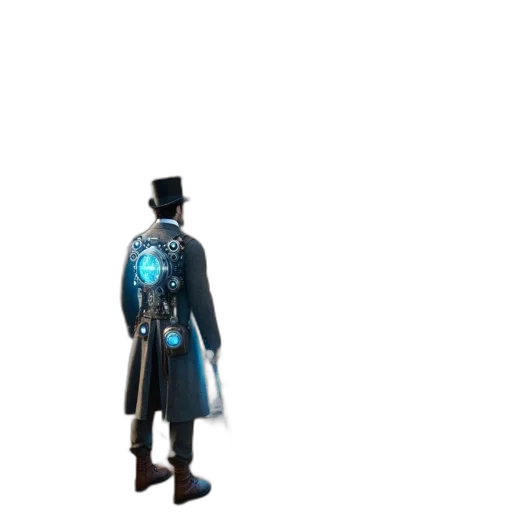 hat, staff, jacket, robot transparent PNG cut-out