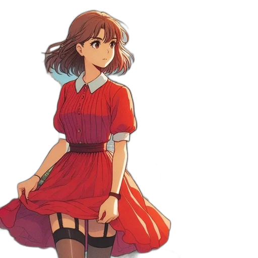 dress, anime, concept art, watercolor transparent PNG cut-out