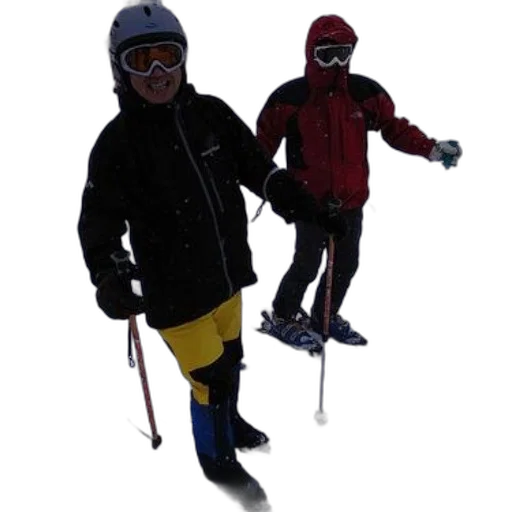 3d render, snow, two, skiers transparent PNG cut-out