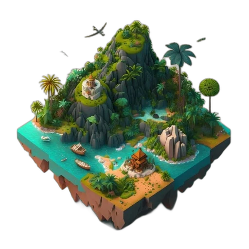 concept art, 3d render, fantasy art, pixel art transparent PNG cut-out