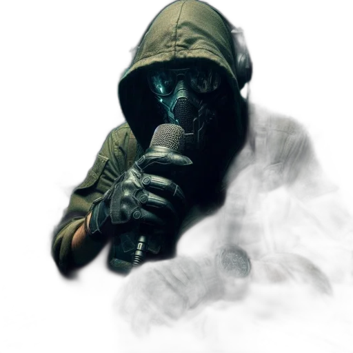 mask, jacket, weapon, staff transparent PNG cut-out