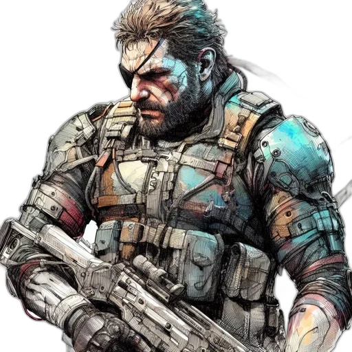 weapon, face, concept art, comic book art transparent PNG cut-out