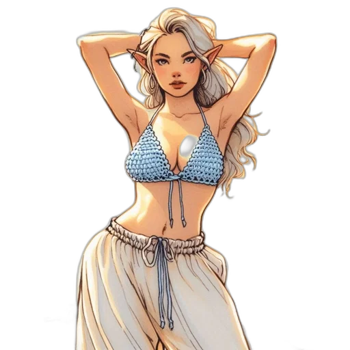 dress, jewelry, comic book art, fantasy art transparent PNG cut-out