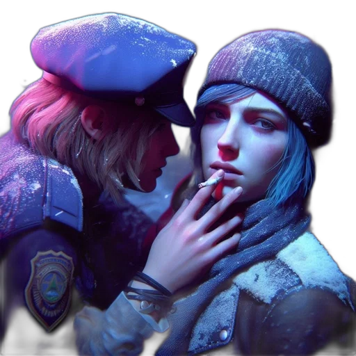 jacket, hat, face, concept art transparent PNG cut-out