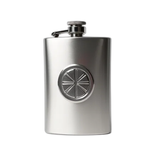 bottle, 3d render, silver, flask transparent PNG cut-out