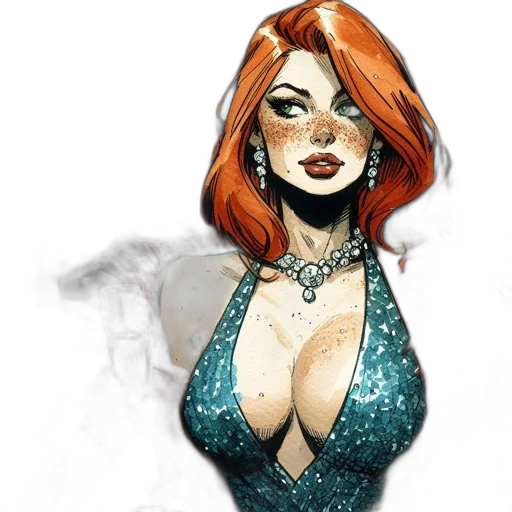 dress, jewelry, comic book art, fantasy art transparent PNG cut-out