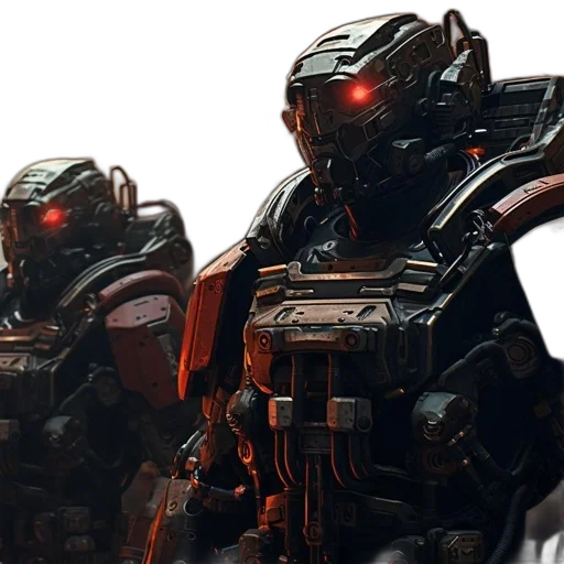 robot, concept art, 3d render, cyberpunk transparent PNG cut-out