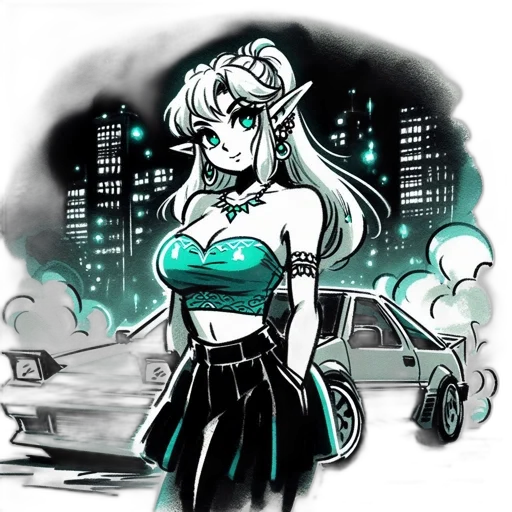 dress, car, concept art, anime transparent PNG cut-out