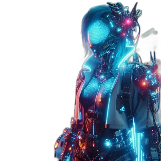 robot, cyberpunk, concept art, 3d render transparent PNG cut-out