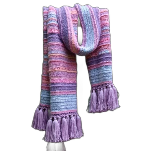 colorful, knitted, scarf, tassels transparent PNG cut-out