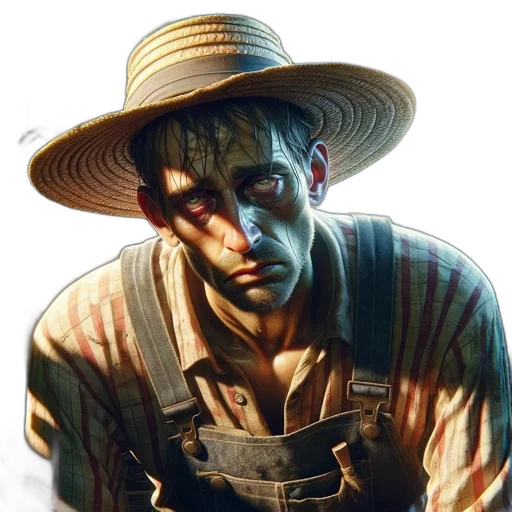 hat, face, staff, weapon transparent PNG cut-out
