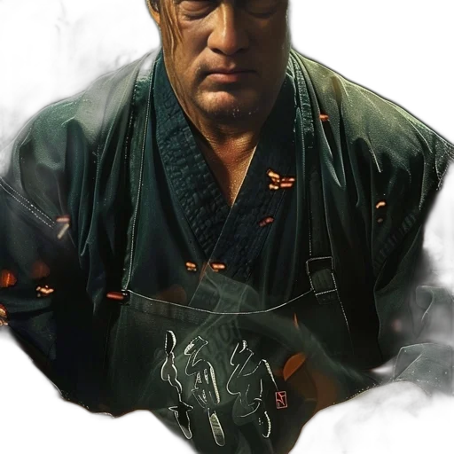 face, dragon, staff, jacket transparent PNG cut-out