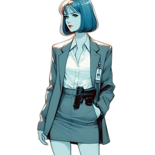jacket, dress, staff, robot transparent PNG cut-out