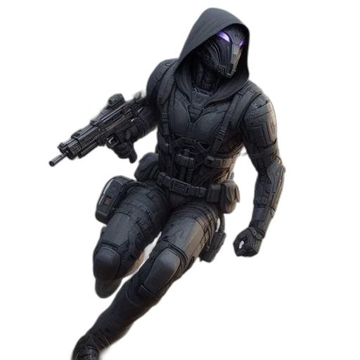 weapon, jacket, mask, staff transparent PNG cut-out