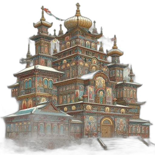 building, concept art, fantasy art, watercolor transparent PNG cut-out