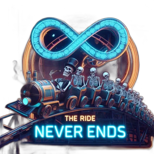 concept art, neon lights, infinity, rollercoaster transparent PNG cut-out
