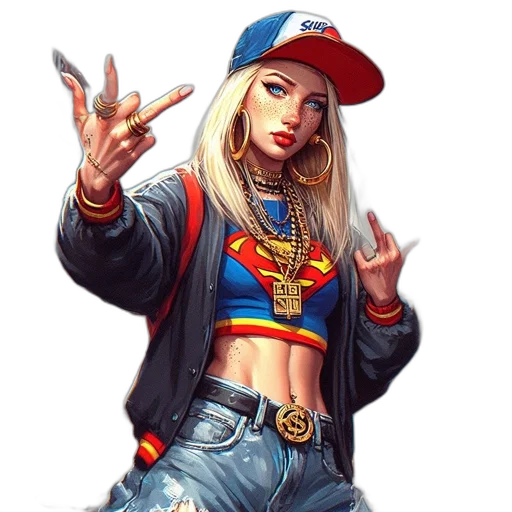 jacket, face, jewelry, comic book art transparent PNG cut-out