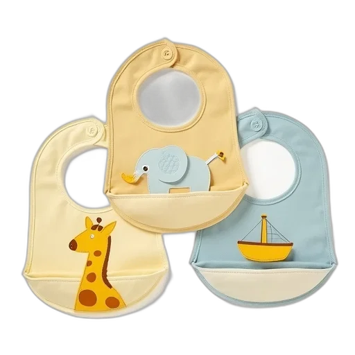 three, baby, bib, sets transparent PNG cut-out