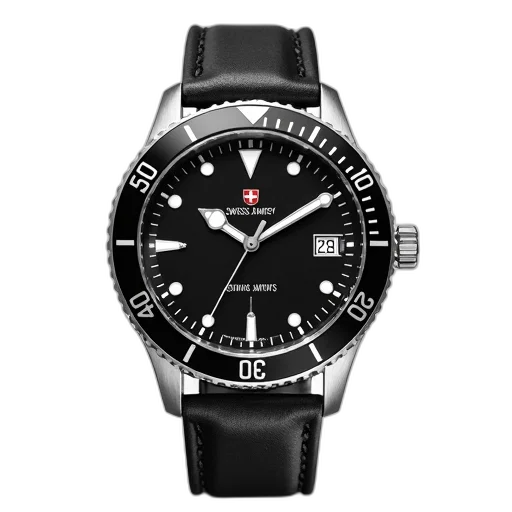black, swiss, army, watch transparent PNG cut-out