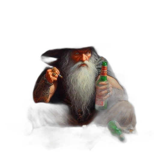 hat, dragon, bottle, fantasy art transparent PNG cut-out