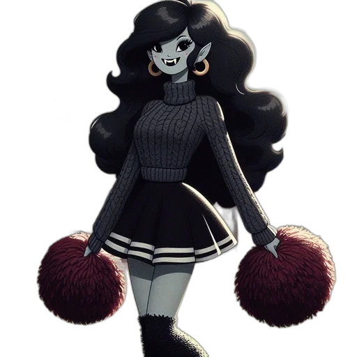 dress, creature, hair, staff transparent PNG cut-out