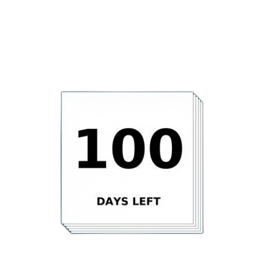 100, day, tear-off, countdown transparent PNG cut-out