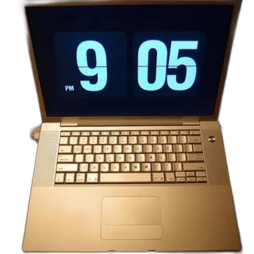 3d render, golden, laptop, time transparent PNG cut-out