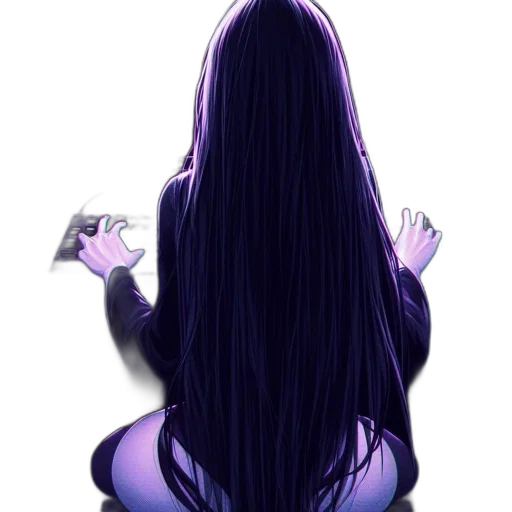 hair, dress, creature, staff transparent PNG cut-out
