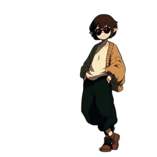 jacket, staff, creature, animal transparent PNG cut-out