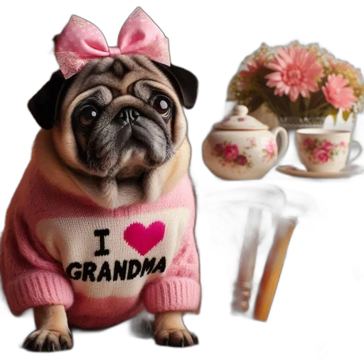 jewelry, photorealistic, 3d render, pug transparent PNG cut-out