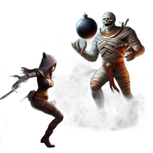 concept art, fantasy art, comic book art, 3d render transparent PNG cut-out