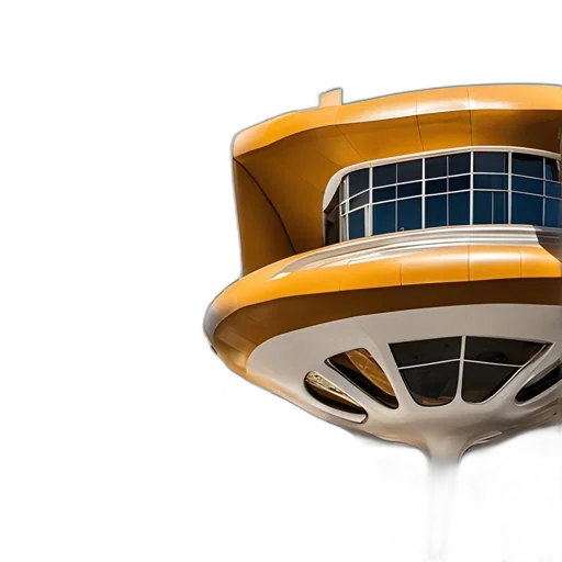 building, 3d render, futuristic, curvilinear transparent PNG cut-out