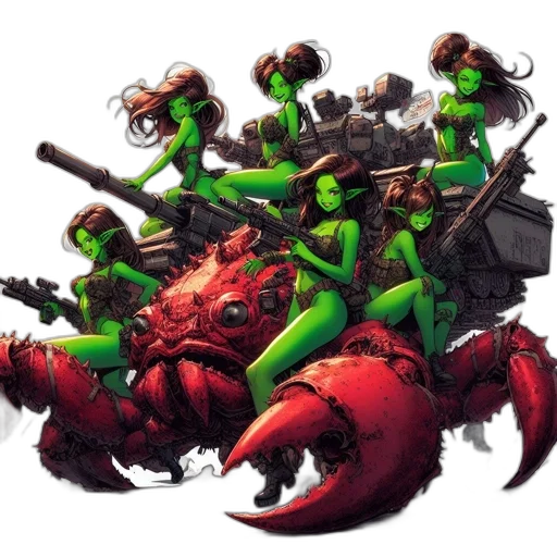 concept art, comic book art, green, green-skinned transparent PNG cut-out