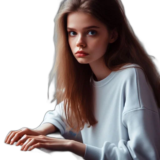 dress, face, jacket, hair transparent PNG cut-out