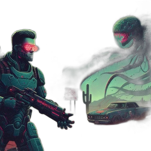 robot, weapon, concept art, comic book art transparent PNG cut-out